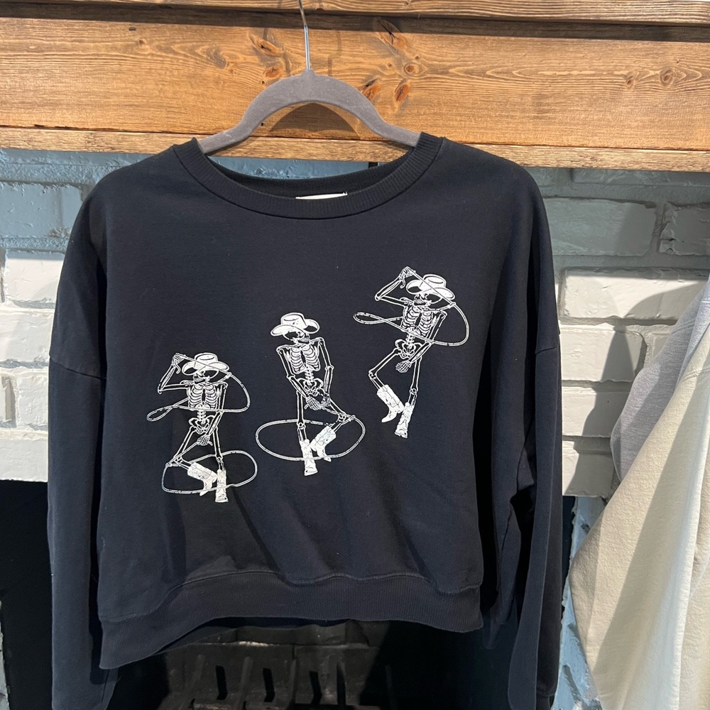 Black Sweatshirt with Dancing Skeletons